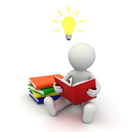 17437644-3d-man-sitting-on-the-floor-and-reading-a-book-with-idea-bulb-above-his-head-over-white-background